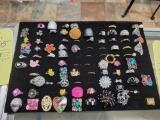 Foam tray of costume jewelry rings