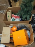 2 boxes of fall and Christmas decor