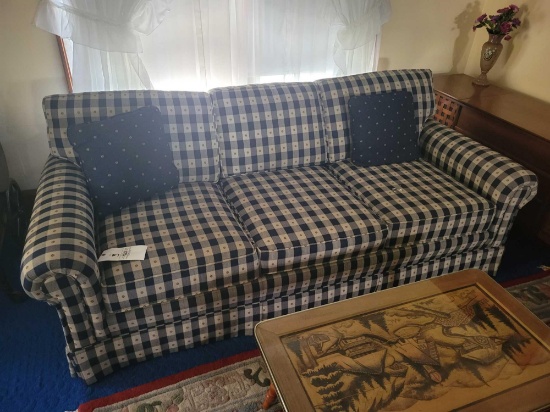 Crestline plaid 3 cushion sofa