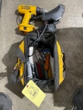 Dewalt drill, tool bag, utility knives