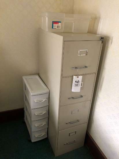 File cabinet and plastic organizers