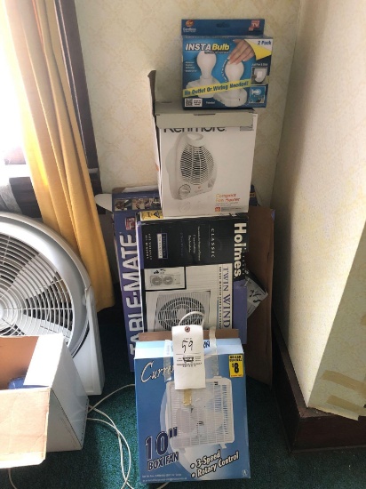 Fans, heater, and table mate