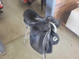 Jes advance black 18 inch dressage saddle and stand