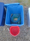 Tote with bucket, hose and cord