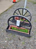 2 wagon wheel planters