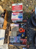 Mole traps, tools, hardware, drywall sanding kit