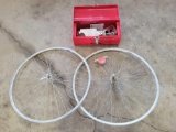 Rigida 25inch diameter rims with tools box and bike parts