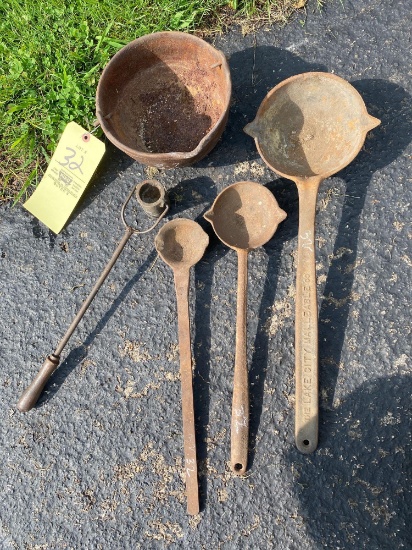 Iron ladles and melting kettle