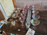 Assorted stemware, candlesticks