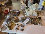 Silverplate flatware, tea set, metalcraft plates