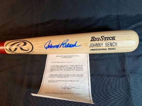 Johnny Bench autographed 34 1/2" bat. Has COA.