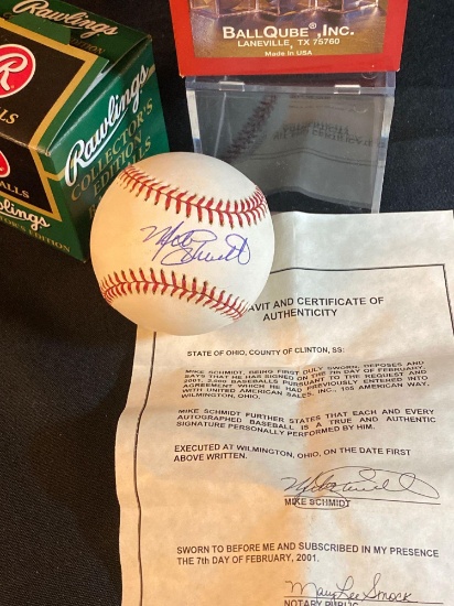 Mike Schmidt autographed Major League Baseball. Has COA.