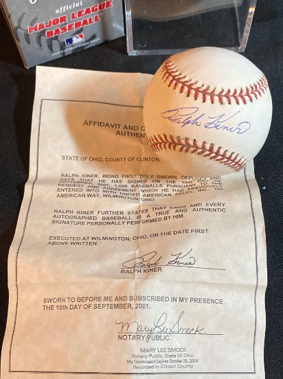 Ralph Kiner autographed Major League Baseball. Has COA.