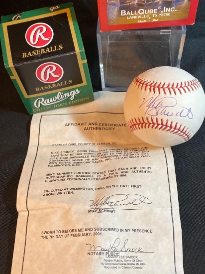Mike Schmidt autographed Major League Baseball. Has COA.