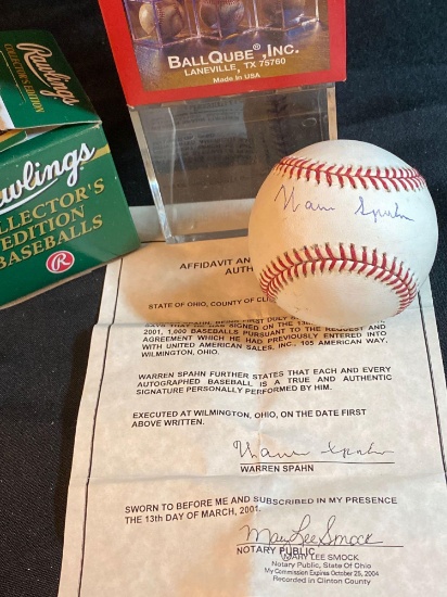 Warren Spahn autographed Major League Baseball. Has COA.