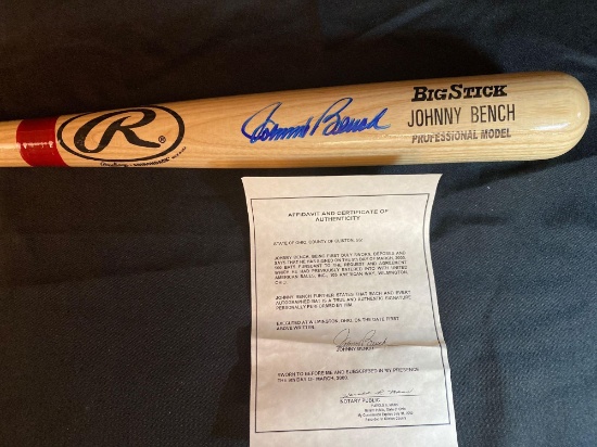 Johnny Bench autographed 34" bat. Has COA.