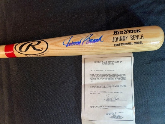 Johnny Bench autographed 34" bat. Has COA.