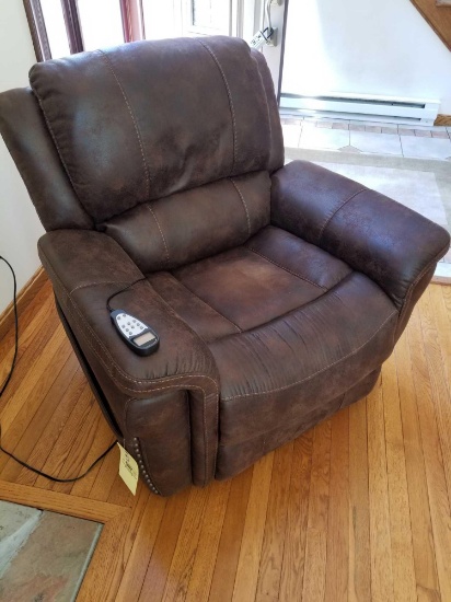 Leather power recliner with heat and massage