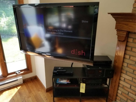 Sharp aquos TV, 52 in with stand, Sony CD changer and stereo receivers and DVD player
