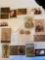 Old tin type picture, old photos, advertising trade cards, copper name printing plates, hand fan.