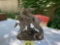 Equestrian Lion Attack Pot Metal Statue