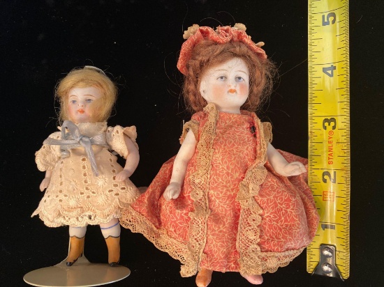 (2) Miniature porcelain antique dolls.