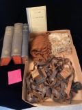 Jewish prayer books, shawl, tallit, tefillin.