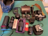 (2) Pentax 35mm cameras, (4) lenses, Mead 8 x 22 binocular camera.