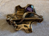 Sterling Art Nouveau pin, 1 3/4