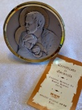 Sterling Holy Family medal, 2 3/4