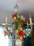 Italian toleware day lily metal chandelier, 24