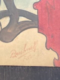 Signed Bushnell? painting w/ photo face, 18 x 13.25 Art Nouveau frame.