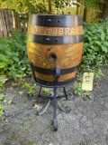 Vintage German Lowenbrau Munich Oak Beer Keg with Stand