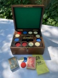 Early Poker Chip Set with Lock Box Organizer and Playing Cards