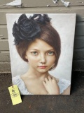 Girl with Bow Oil-on-Canvas Art