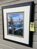 Framed Art Mountain and Lake Scene