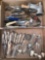 (2) Boxes w/ old flatware, knives, kitchen utensils.