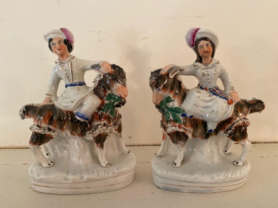 Pair Staffordshire figurines, 1860s Circa, 7 1/2" tall.