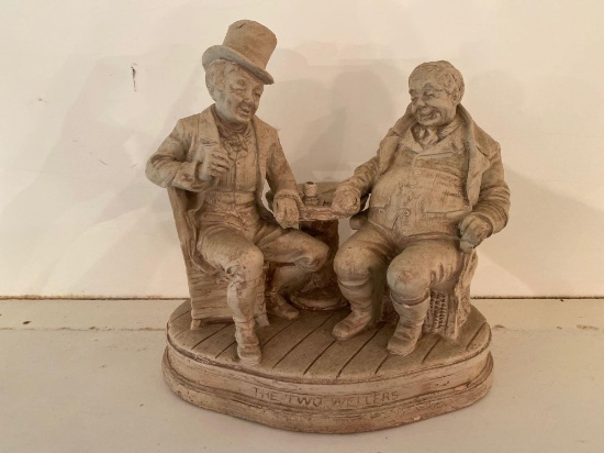 "The Two Wellers" solid plaster statue signed Hennecke & Co. Milwaukee & Chicago.