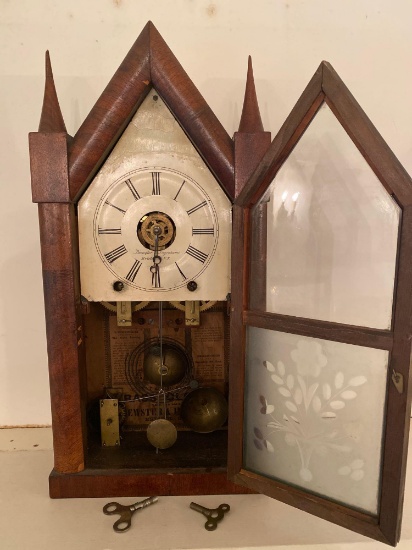 Brewster & Ingraham 1844-1852 circa steeple case clock, 20" tall.