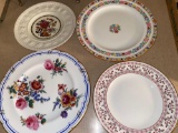 Contents of cupboard incl. Johnson Bros. Dorchester dishes, Royal Crown Brittany plates