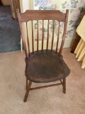 Early Primitive Plank Bottom Spindle Back Chair