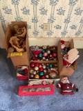 Antique Christmas Ornaments, Lots of Shiny Brite, Santa Light, Candles, Decor