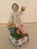 Old hand-painted boy figurine, 4.5