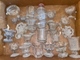 Old pattern glass salt dips, cups.
