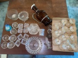 Glassware, (11) matching stemmed glasses, amber bottle, etc.