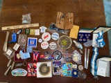 Boy Scout Buckeye Council items & awards, political pins, key advertising fobs, etc.