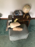 End table, foot rest and contents