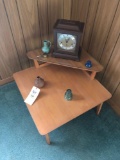 Wooden stand with contents