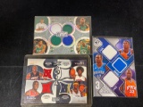 (3) Game used basketball jersey cards. Bid times three.